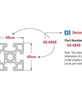 Badass 45X45mm T Slotted Aluminum Extrusion Bar With Heavy Duty Build And Hella Smooth Anodized Finish For Custom Rails Knocking Out Diy Projects At Sixty One Zero mm Length diagram showing dimensions and part number.
