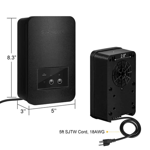 Smart 120 Watt Low Voltage Landscape Transformer With Two Independent Zones For Indoor Outdoor Lighting Featuring Astronomical Timer And App And Voice Control Works With Alexa And Google Assistant No Hub Needed, showing dimensions and components.