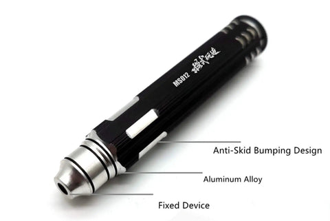 Top Shelf Tungsten Steel Scriber Blades In Five Precision Sizes With Secure Rubber Guard Plus Durable Carving Masking Tape Roll close-up of aluminum alloy scriber with anti-skid design.
