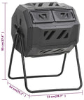 Front view of Dual Chamber Compost Bin 42.3 Gal With 360 Degree Spin, Rotating Tumbler For Fast Garden And Kitchen Waste Decomposition