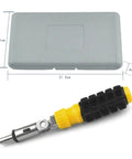 Compact 41 Piece Mini Socket Wrench Set With Quick Change Sockets And Reversible Ratchet For Confined Spaces, gray case with yellow and black ratchet.