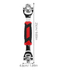 Universal Socket Wrench 48 In 1 With Rotating Head Multi Bit Fastener Tool Heavy Duty Home Repair Kit Quick Fit Detachable Ratchet Spanner, 25cm long, high strength steel with red rubber grip.