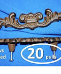 Straight Up Classic Victorian Swirl Cast Iron Drawer Pulls Set Of 20 For Furniture And Cabinet Restoration 6 1/4 Inch brown handles with screws.
