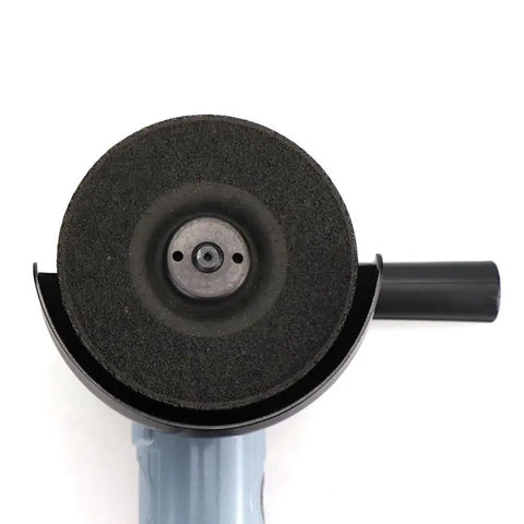 Heavy Duty 4 Inch Pneumatic Angle Grinder With Stepless Speed Control And Front Exhaust Cooling view from above showing rubber guard and disc.