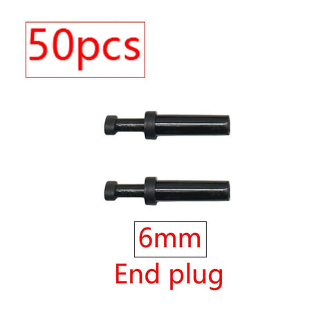 Heavy Duty Hose Quick Connectors Kit With 25 And 50 Piece Pneumatic Fittings For 6mm And 8mm Tubing, 1 2 3 4 Way Straight Elbow Tee Plug Diverter, Leakproof, Easy Install, DIY Friendly, Built To Last, Bright Orange. 50pcs 6mm black end plug