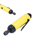 Compact Mini Air Angle Die Grinder 22000 RPM Pneumatic Power Tool with yellow body, quick connect fittings, for precision grinding.