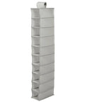 Keep Your Floor Space Sick And Clean With This Hanging Shoe Organizer Bag Featuring Multi Layer Pockets And Solid Nonwoven Material Ideal For Closets Doors And Dorms To Store Every Pair Of Kicks Without Any Hassle, showing dark grey nonwoven fabric with multiple pockets.