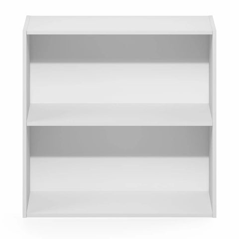Premium Two Tier Closet Organizer with White and Open Shelves for Bedroom Clothes Storage, compact and minimal shelf unit.