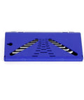 3040 Solder Paste Printer for SMT SMD PCB Stencil, blue base with slots and needle guide for positioning, top view