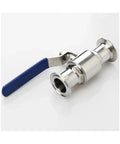 Heavy Duty Killer 304 Stainless Steel Straight Ball Valve Featuring A Tight Fit Fixture Ring For Absolutely No Sweat Plumbing Jobs And Smooth Water Flow Daily, showcasing its blue handle.