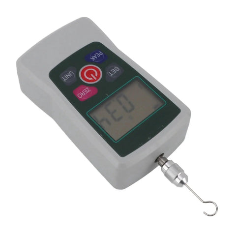 Digital Force Gauge Handheld Push Pull Tester Meter with LCD, measures 2 to 20 newtons for quality control tasks.