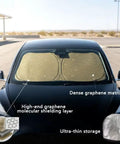 Ready To Park Windshield Sunshade For Mercedes Benz Glc Eq Ev 2026 UV Blocker Xl Foldable Thermal Cover on windshield, showcasing graphene design.