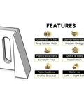 Pocket Door Bottom Guide Jamb Mounted Universal Fit White One Pair For Sliding Doors Easy Install Keeps Doors Centered On Tracks No Protrusion Patent Design For Smooth Operation, feature highlights and bracket illustration