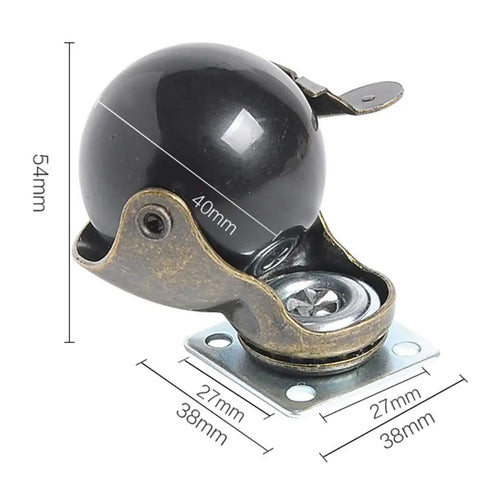 Rock Solid Swivel Castor Wheels With Secure Brake Vintage Bronze Polyurethane Rubber Rollers Super Quiet Glide Heavy Duty Furniture Replacement Casters Set Of Four Pieces 54mm ball size with vintage bronze finish.