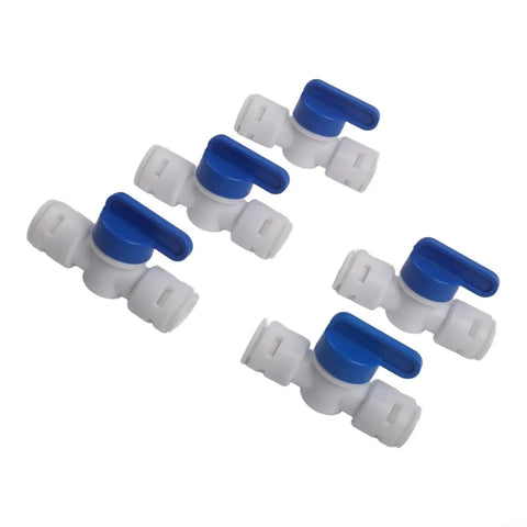 5 Pack 3 8 Inch Push In Ball Valve Quick Connect Plumbing Fitting Leak Proof Polypropylene for easy fluid control.