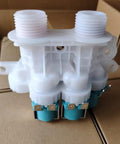 Water Inlet Solenoid Valve For Washing Machine 120V With 4 Port Design No Fuss Easy Install Cyan Long Lasting Plastic Construction Replacement Part For W11096268 And W11165546, white body with cyan coils