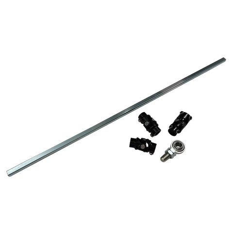 Rattling Free Universal 36 Inch Steering Shaft Support Kit With Solid Steel 3/4 In Double D Shaft and three U joints and bearing.