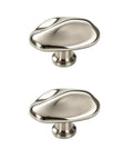 Slick Titanium Silver Pebble Cabinet Knobs 1.53 Inch Irregular Oval Zinc Alloy Drawer Pulls Polished Chrome Modern Hardware 2 Pack