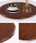 Heavy Duty Wooden Lazy Susan Turntable 33 Inch Round Serving Tray showcasing smooth surface with dishes and non-slip base.