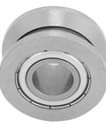 Rock Solid V Groove Track Roller Guide Sealed Ball Bearing 41ZZ 15x41x20mm showing side view of steel construction for smooth motion.
