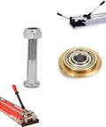 Two Pack Built Like A Tank Tile Cutter Replacement Wheel Featuring Premium Tungsten Carbide Bearing and Quick Bolt Lock Nut components including bolt and bearing.