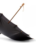 Top Shelf Wooden Replacement Umbrella Handle For Folding Parasols And Sun Canopies With Heavy Duty 13 To 14 Millimeter Shaft Grip and black canopy