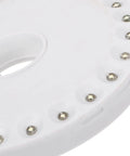 Close-up of LED Camping Lantern Round Waterproof Portable Tent Light for Hiking and Emergencies, showcasing LED bulbs and white casing.