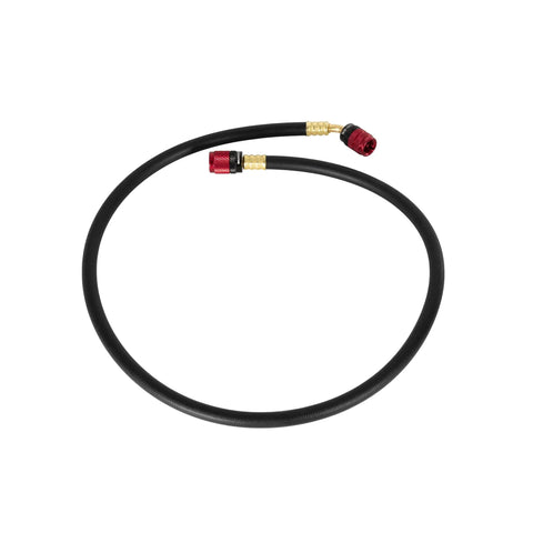 36 Inch Easy Seal Hvac Refrigerant Charging Hose With 1 4 And 5 16 Sae Fittings, flexible black hose with brass fittings.