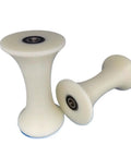 Heavy Duty U Shaped Groove Nylon Pulley With Double Bearing For Rock Solid Sliding Door Track Guide Action And Plastic Roller Rig That Truly Gets The Job Done Right - two white nylon pulleys with dual bearings.