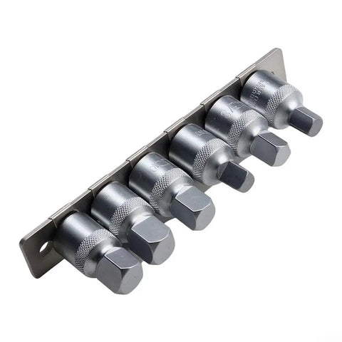 Dang Solid 6 Piece Oil Drain Socket Set With Half Inch Drive And Steel Wrench Kit Boasting 8 To 14 Millimeter Sizes on display.