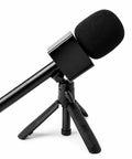 Sick Wireless Microphone Handle Kit For Dji Mic 2 And Rode Wireless Go mounted on a tripod, featuring a black foam cover.