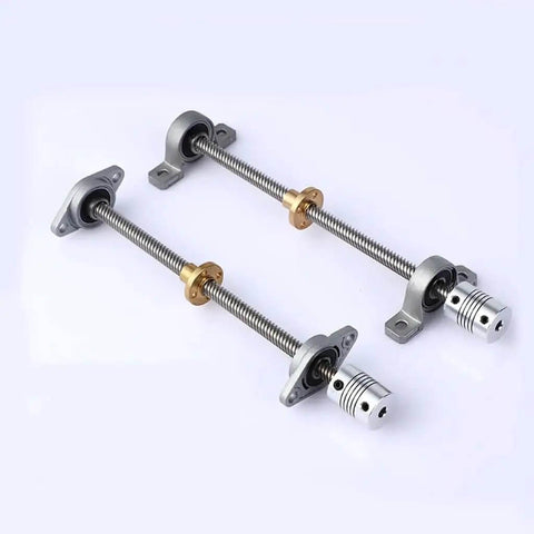Upgrade Your Build With This Killer 3D Printer T8 Lead Screw Rod Kit Featuring Vertical Horizontal Mounting Options, Precise 2mm Pitch, Plus Kfl08 Or Kp08 Smooth Nut And Bearing Assembly For Rock Solid CNC Printers And Engraving Tools. T8 lead screw rod kit with mounts, coupler, and nut assembly