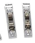 Built Tough Heavy Duty Sliding Door Rollers and Window Pulleys Rock Solid Double Wheel Hardware for Glass Aluminum Doors Drawers and Shower Tracks Glides Like Butter Super Easy Install 4 Pack showing stainless steel rollers.