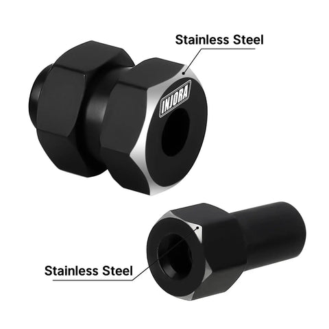 Beefed Up Brass Upgrades Diff Cover Steering Knuckle And RC Hex Extension Kit shown in stainless steel
