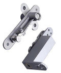 Heavy Duty Door Pivot Hinges Soft Close Feel Stealth Hidden Mount 304 Stainless Steel shown with sleek design and strong mounting plates.