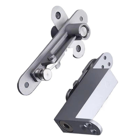 Heavy Duty Door Pivot Hinges Soft Close Feel Stealth Hidden Mount 304 Stainless Steel shown with sleek design and strong mounting plates.