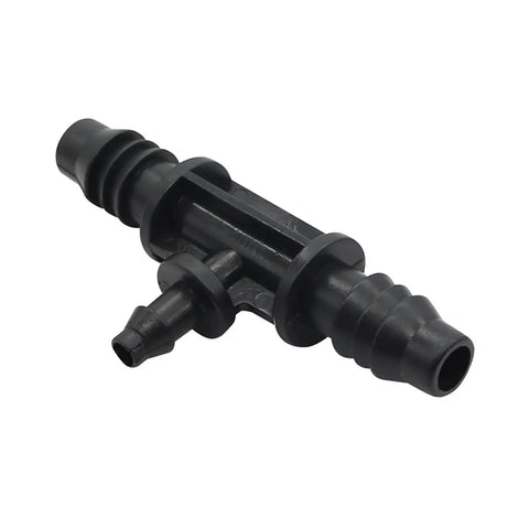 Reducing Tee Barb Connector Kit From 3/8 Inch To 1/4 Inch Garden Hose Splitter For Greenhouse Drip Irrigation Fittings No Fuss Durable 200 Pcs Easy Install Quick Setup black plastic tee
