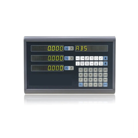 Three axis digital readout display with LCD screen, buttons, and precise measurement for lathe and mill projects.