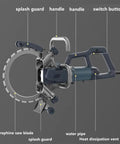 Close-up view of Heavy Duty Electric Ring Saw Wall Cutting Machine With Built In Water Pump showing saw blade, handles, and controls.
