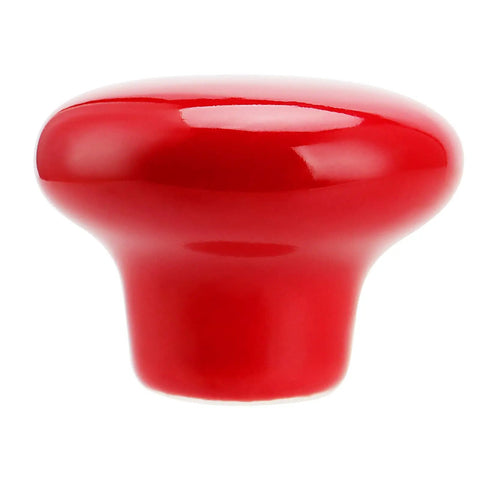 No Sweat Red Ceramic Cabinet Knob, glossy finish, ideal for kitchen or bath decor.