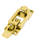 Rugged 316 Stainless Steel Brass Plated Anti Rattle Clamp Latch Marine Boat Locker Door Catch Saltwater Ready Secure Fastener close-up view.