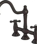 Restoration Kitchen Bridge Faucet in Oil Rubbed Bronze with Solid Brass Build 1/4 Turn Ceramic Disc Cartridge 9 Inch Spout Reach