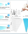 Illustration of piping setup with 345 Piece Cake Decorating Set With Pro Grade Stainless Steel Nozzles Rotating Turntable Piping Bags And Tips
