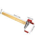 Slick Aluminum Alloy Ceiling Smoke Detector Puller With Heavy Duty Claw Head showing dimensions and golden aluminum handle.
