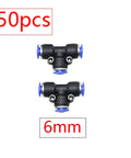 50pcs Hose Adapter Kit With 25 Or 50 Quick Connect Fittings For Half And Three Quarter Inch Hoses And Six Millimeter And Eight Millimeter Tubing Includes Straight Elbow Tee Plug Easy Fit No Leak Four Way Diverter Connectors In Orange Durable Nylon Brass And, 6mm tee fittings