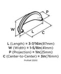 Dimensions of 10 Pack 3 Inches Center To Center Cup Pulls Oil Rubbed Bronze Cabinet Drawer Hardware for Kitchen Vanity.