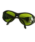 Top Shelf Ipl Safety Goggles With Uv400 And Od5 Plus Filter For 200Nm To 2000Nm Light Exposure Includes Ten Piece Bulk Pack For Salon Crews And Esthetic Pros Grind Proof Eye Shielding, green lens, black frame.