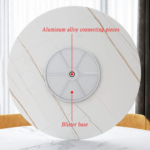 Built Tough 23 Inch Marble Lazy Susan With Butter Smooth 360 Degree Swivel Action and Rock Solid Nonslip Base, showing aluminum alloy and blister base.