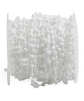 Sturdy White Plastic Beaded Pull Chain 10 Meter Replacement Cord With Bottom Weight Link Clip Connector For Vertical Blinds Shutter Repair Gear, close-up view of the 10-meter beaded chain.