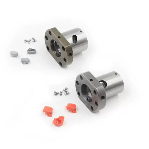 Rock Solid HGR25 Linear Guide Rail Kit With Four HGW25CC Slider Blocks And SFU2505 C7 Ball Screw Nut Set 500Mm components including two metal couplers.